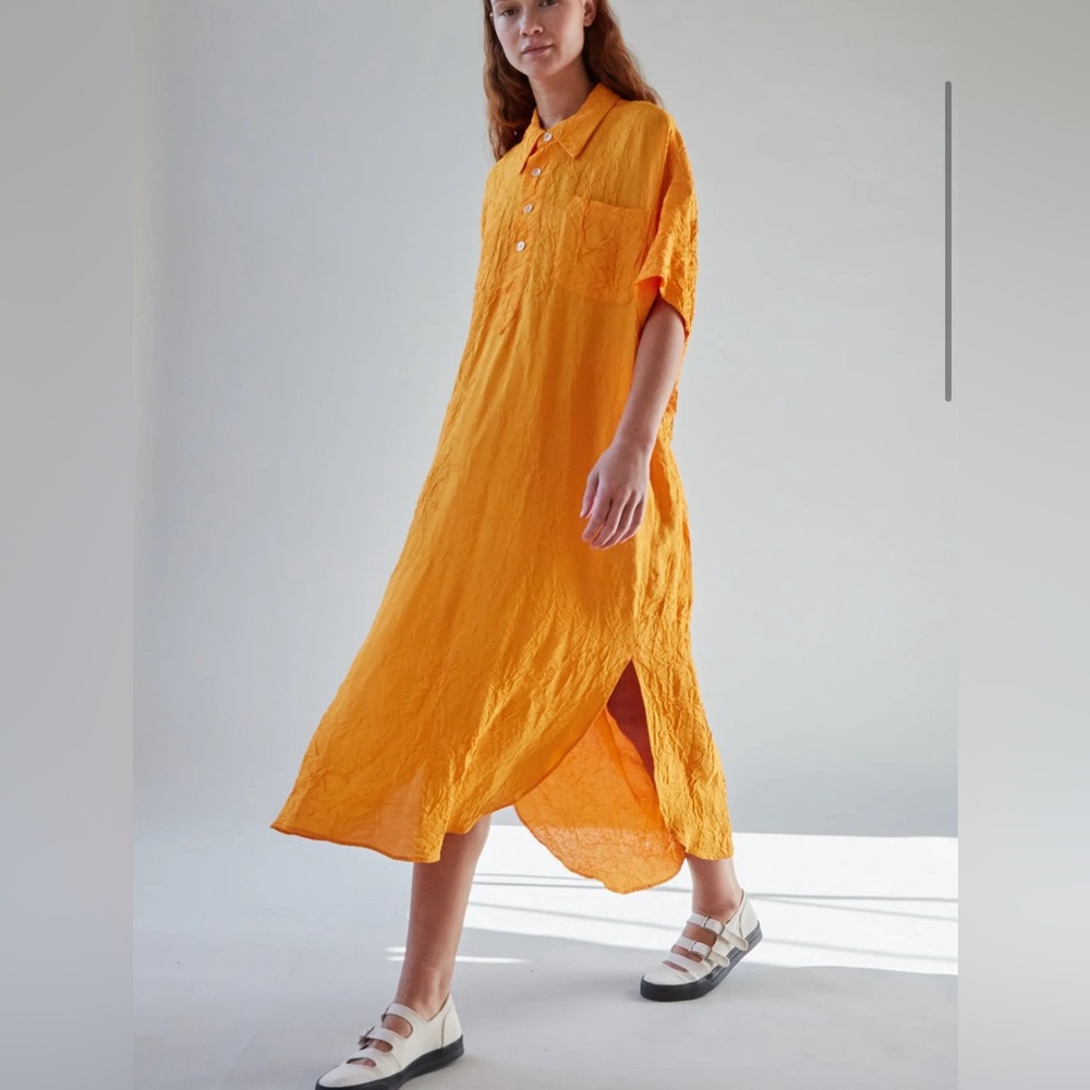 Caron Callahan Polo Shirt Dress Tangerine Small